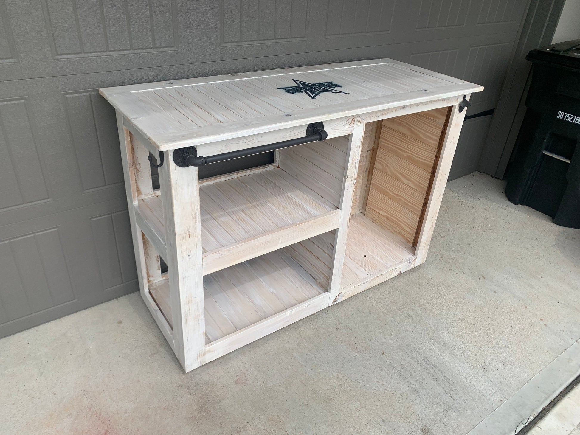 Mini-Fridge Cedar Bar Cart; Outdoor Kitchen Cabinet