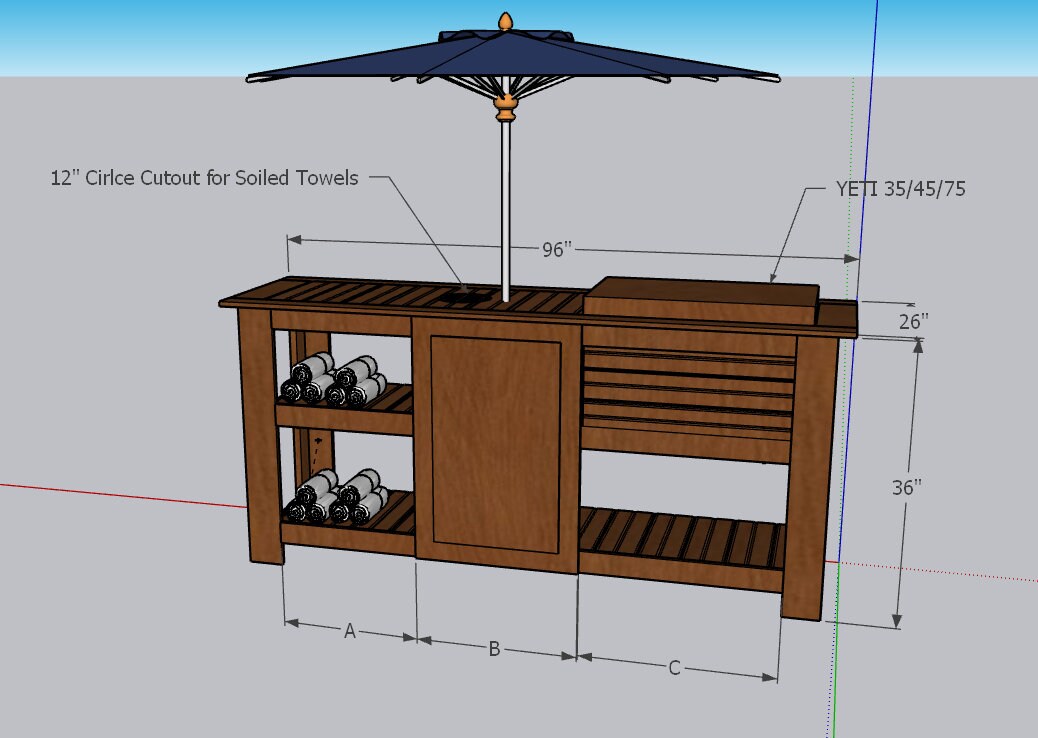 Outdoor Restaurant/Hotel Cedar Bar/Serving Cart || Outdoor Towel Pool Cabinet; Outdoor Mobile Bar || Drinks and Entertainment Cart