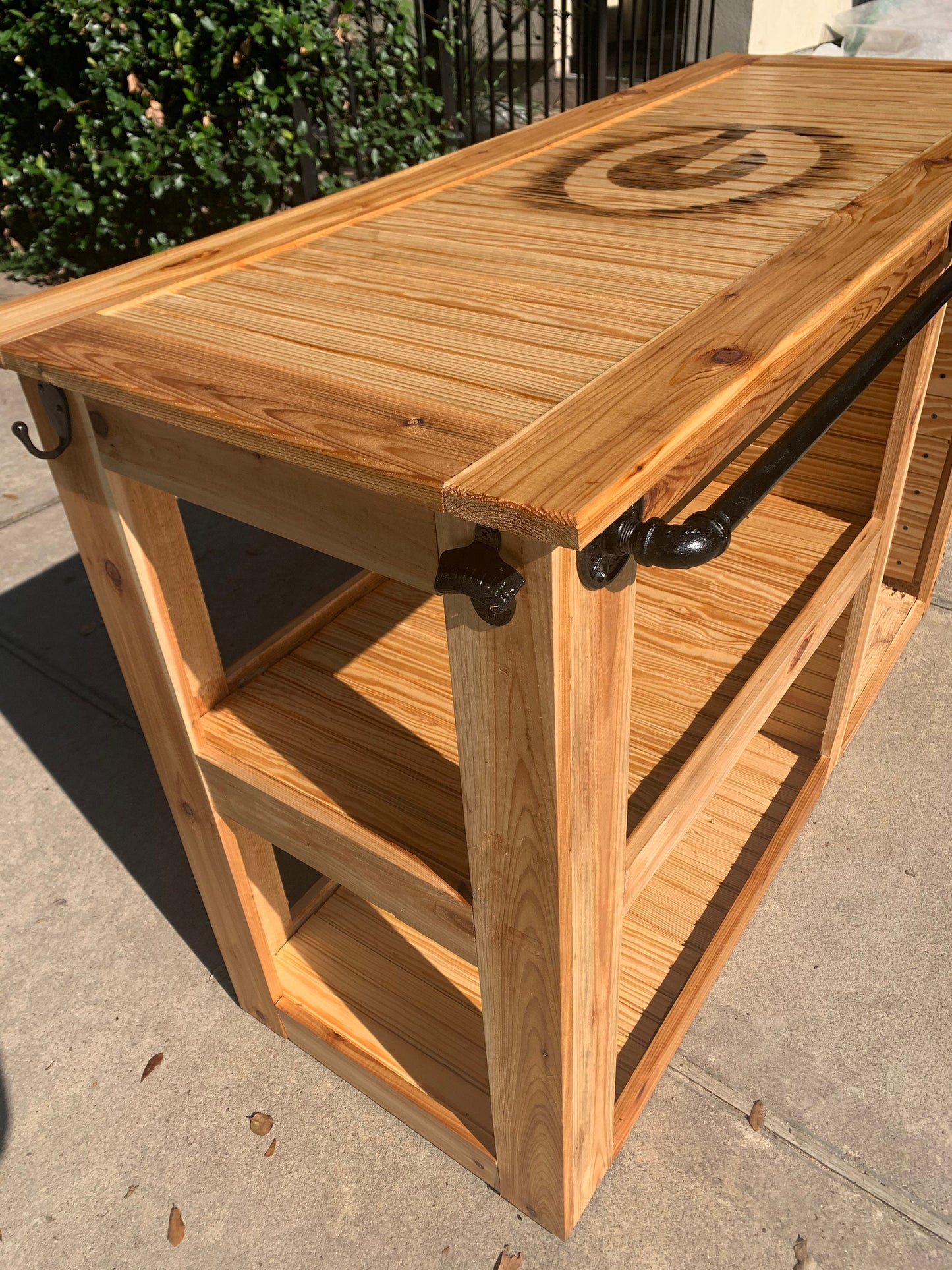 Mini-Fridge Cedar Bar Cart; Outdoor Kitchen Cabinet