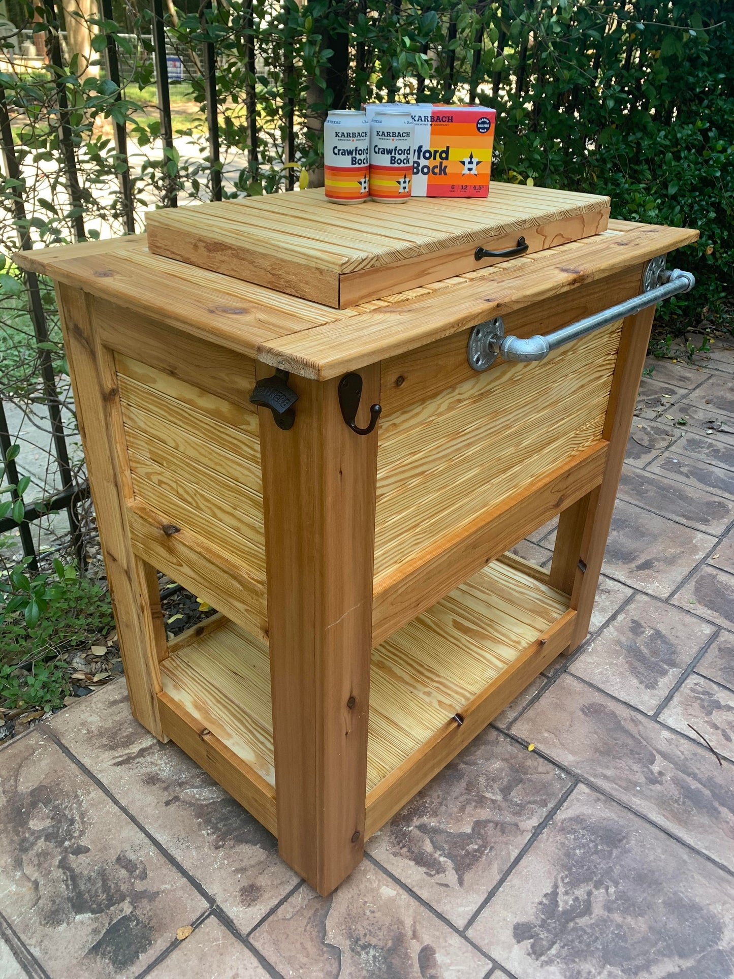 Outdoor RTIC/IGLOO Cedar Bar Cart; Outdoor Kitchen Cabinet; Outdoor Bar; Cooler Cart