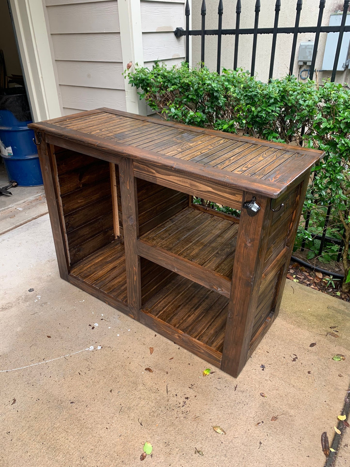 Mini-Fridge Cedar Bar Cart; Outdoor Kitchen Cabinet