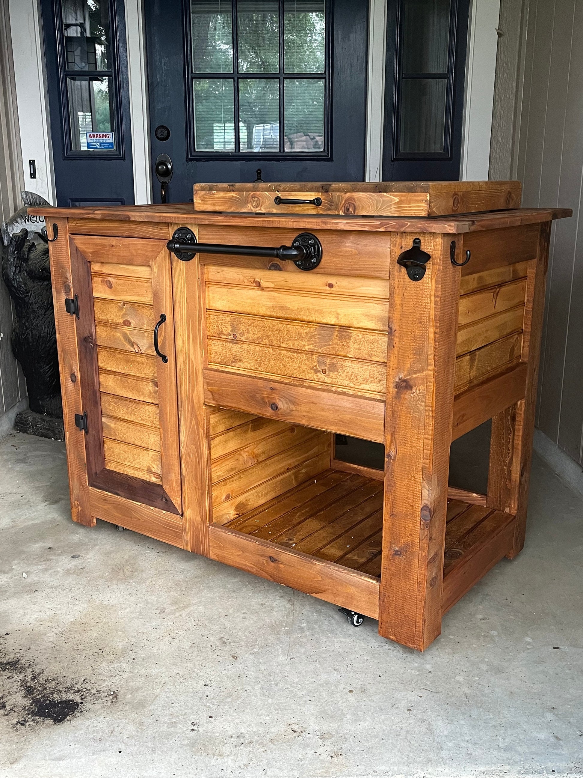 Outdoor YETI Cedar Bar Cart; Outdoor Kitchen Cabinet; Outdoor Bar; Cooler Cart