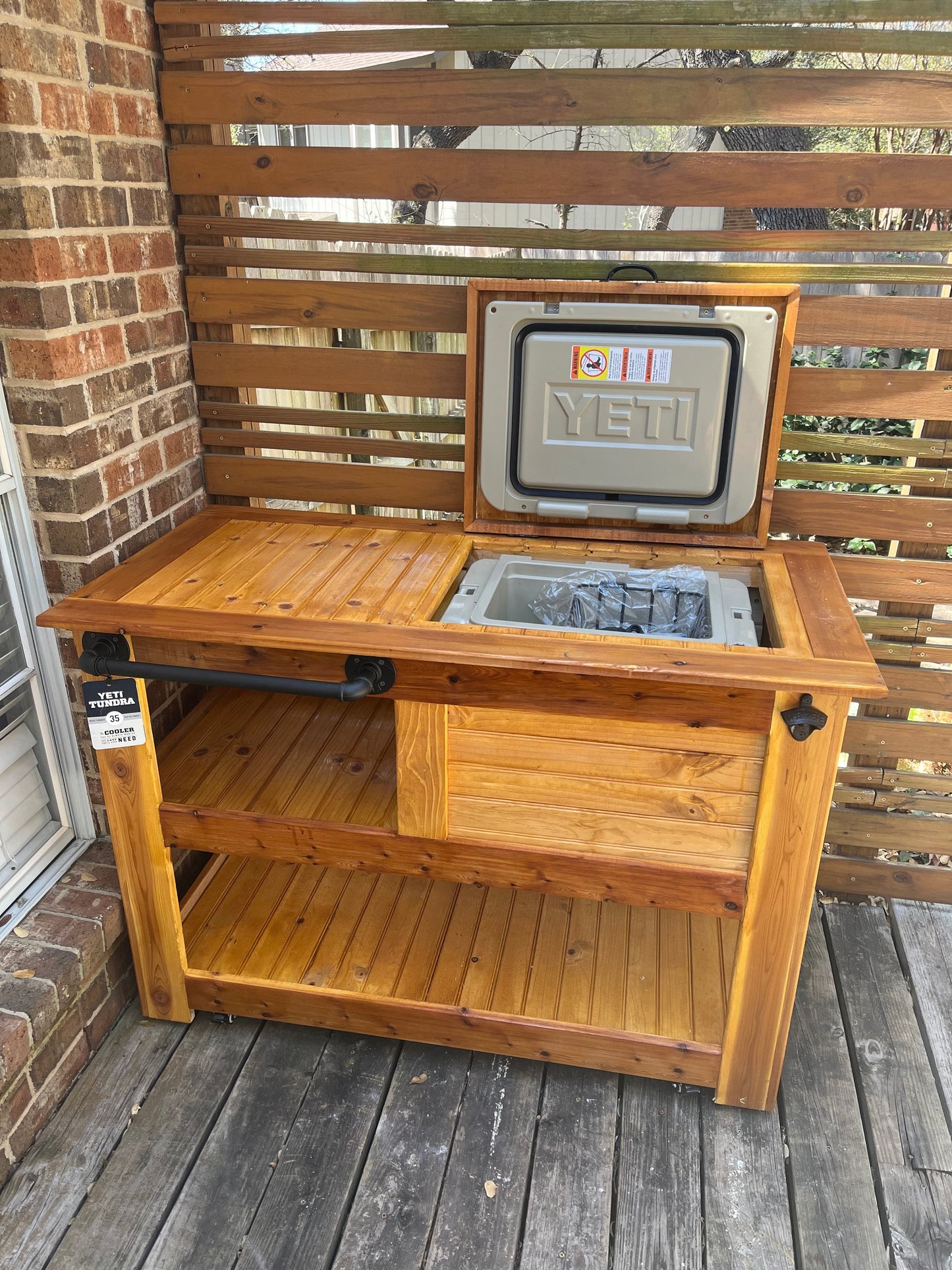 Outdoor YETI Cedar Bar Cart; Outdoor Kitchen Cabinet; Outdoor Bar; Cooler Cart