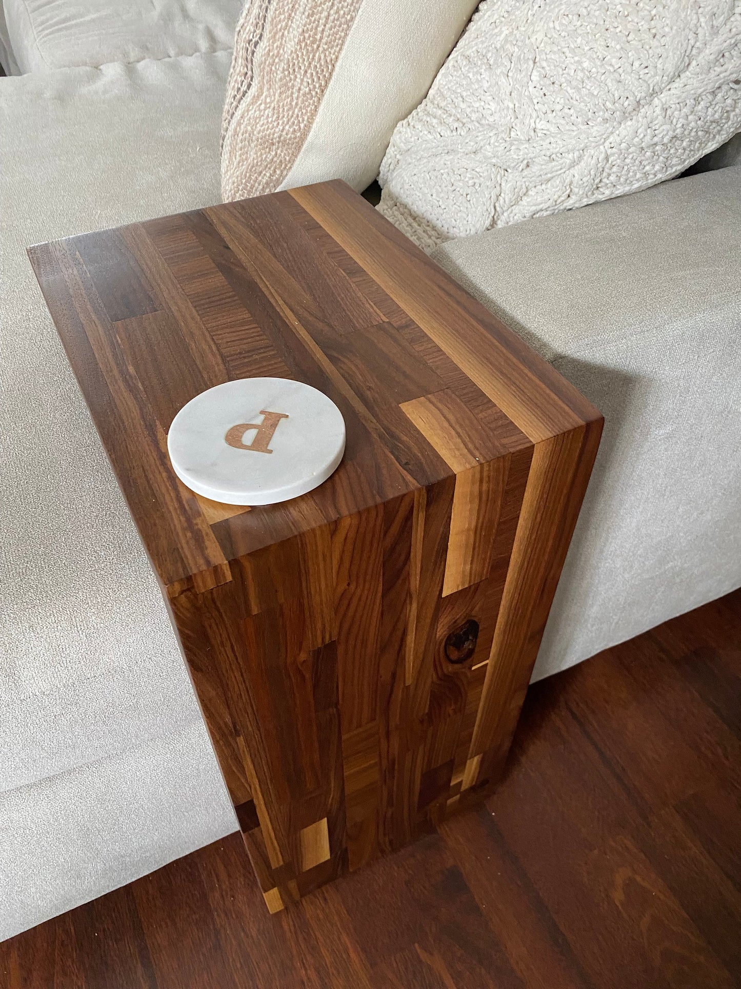 Walnut Waterfall Edge Side Table