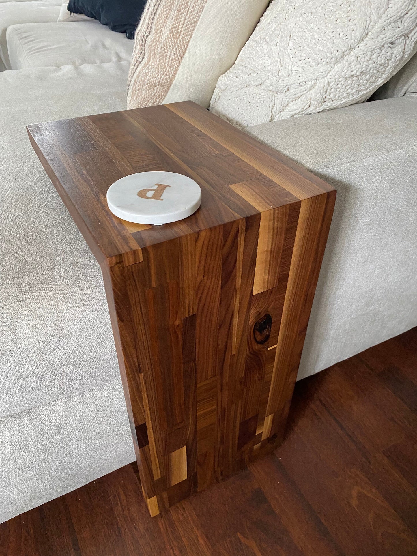 Walnut Waterfall Edge Side Table