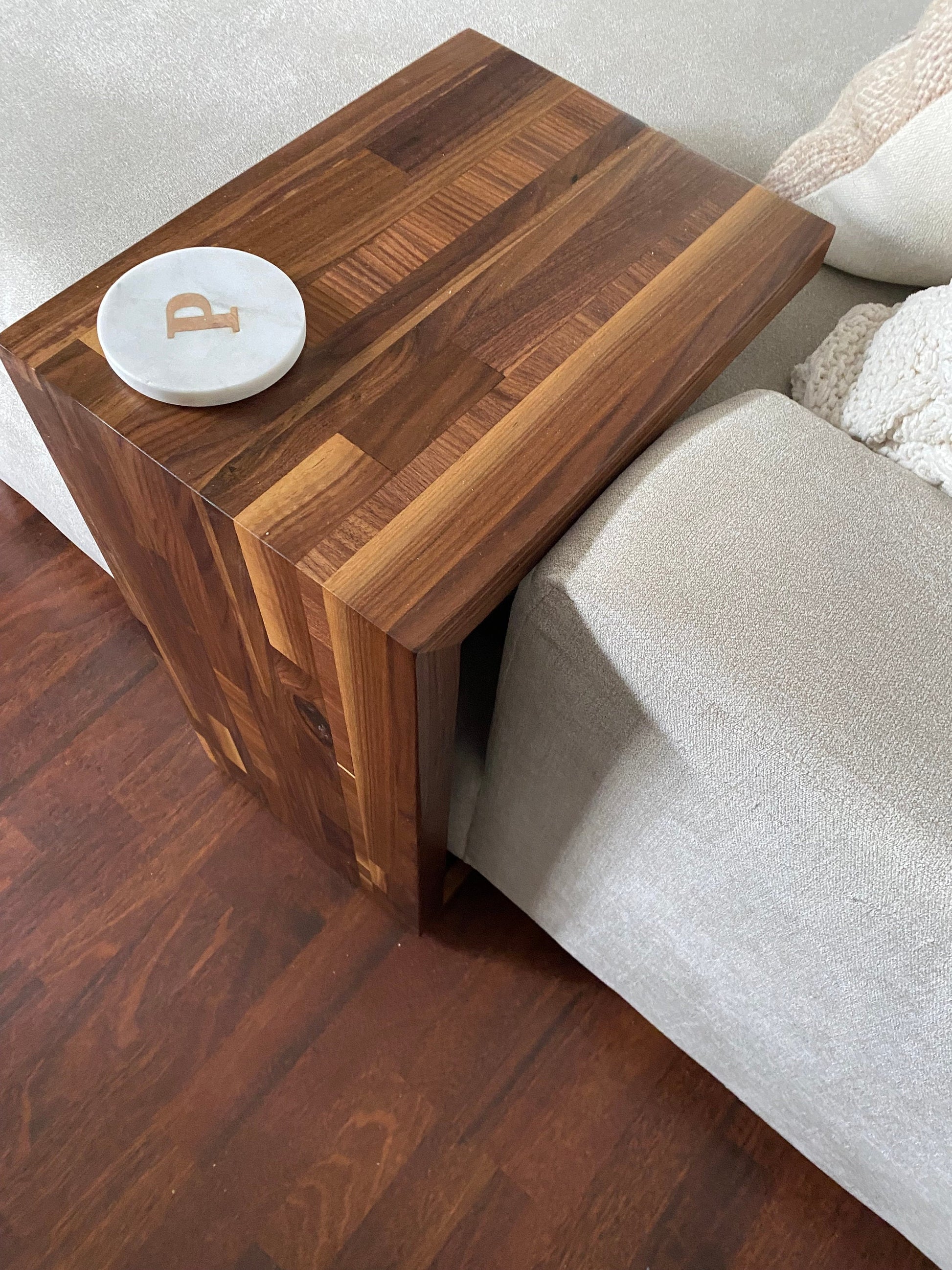 Walnut Waterfall Edge Side Table