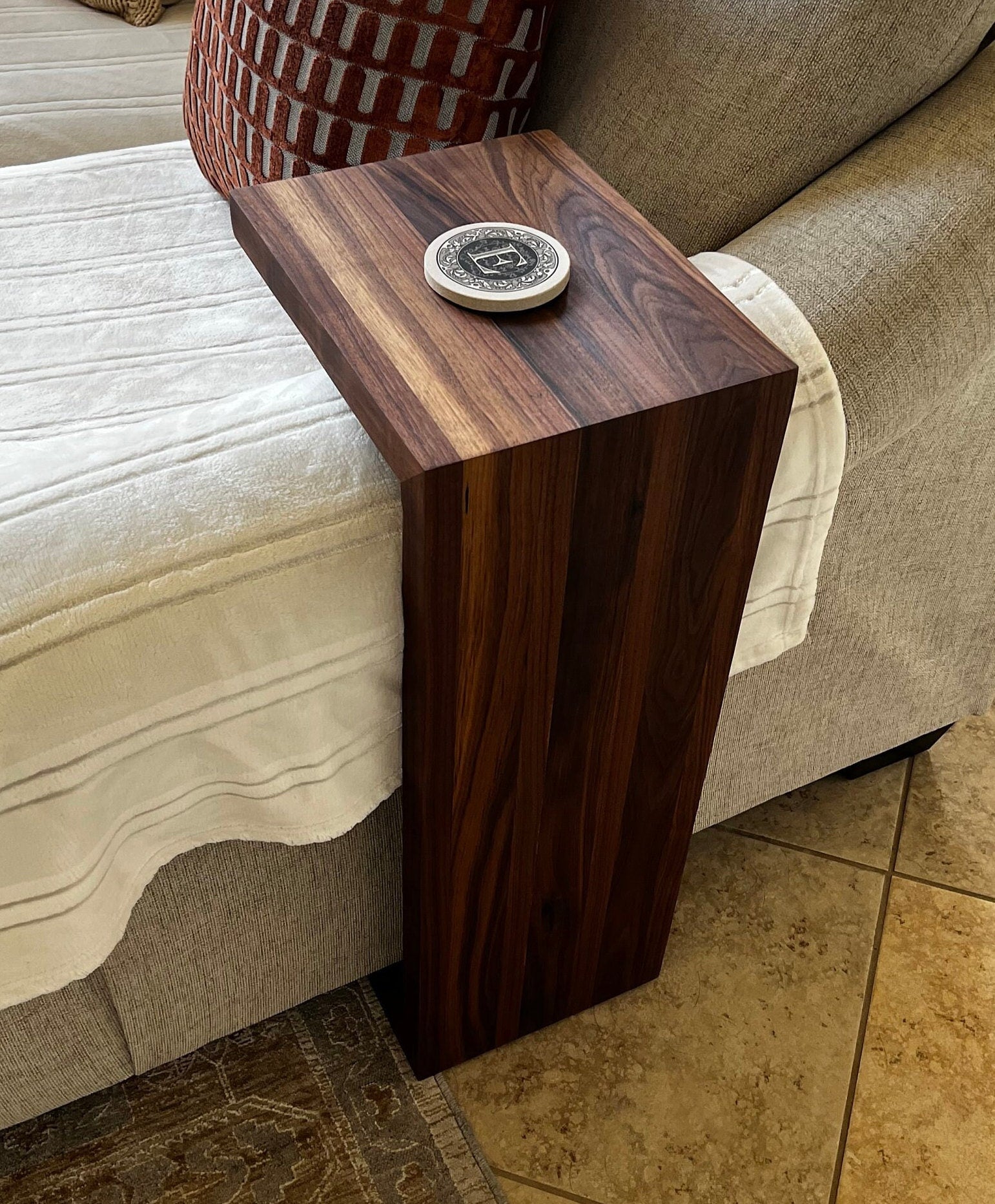 Walnut Waterfall Edge Side Table