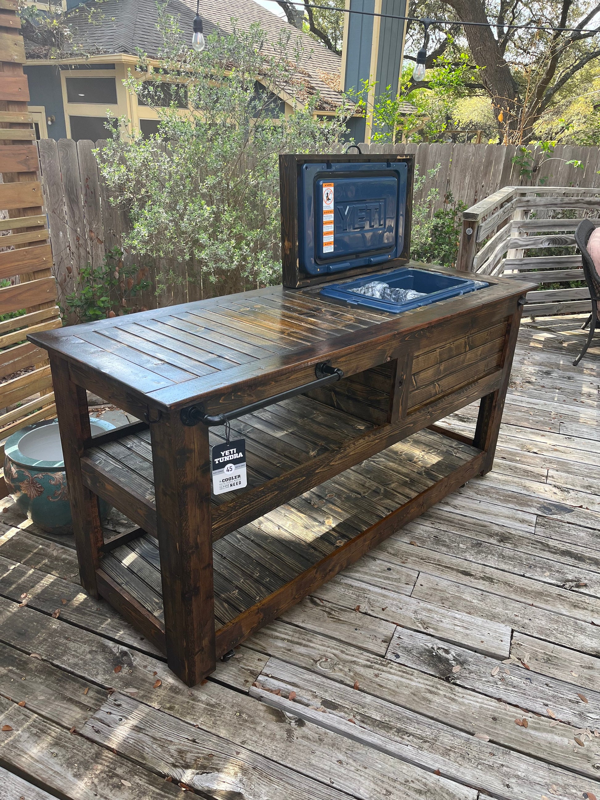 Outdoor YETI Cedar Bar Cart; Outdoor Kitchen Cabinet; Outdoor Bar; Cooler Cart