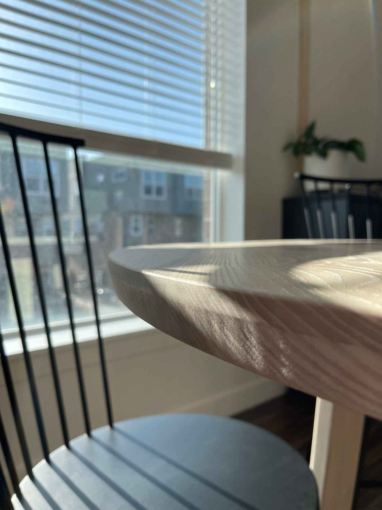 Round Dining Table with Matching, Geometric Base || Circular Hardwood Pedestal Table || Breakfast Nook Table || Ash or Hickory