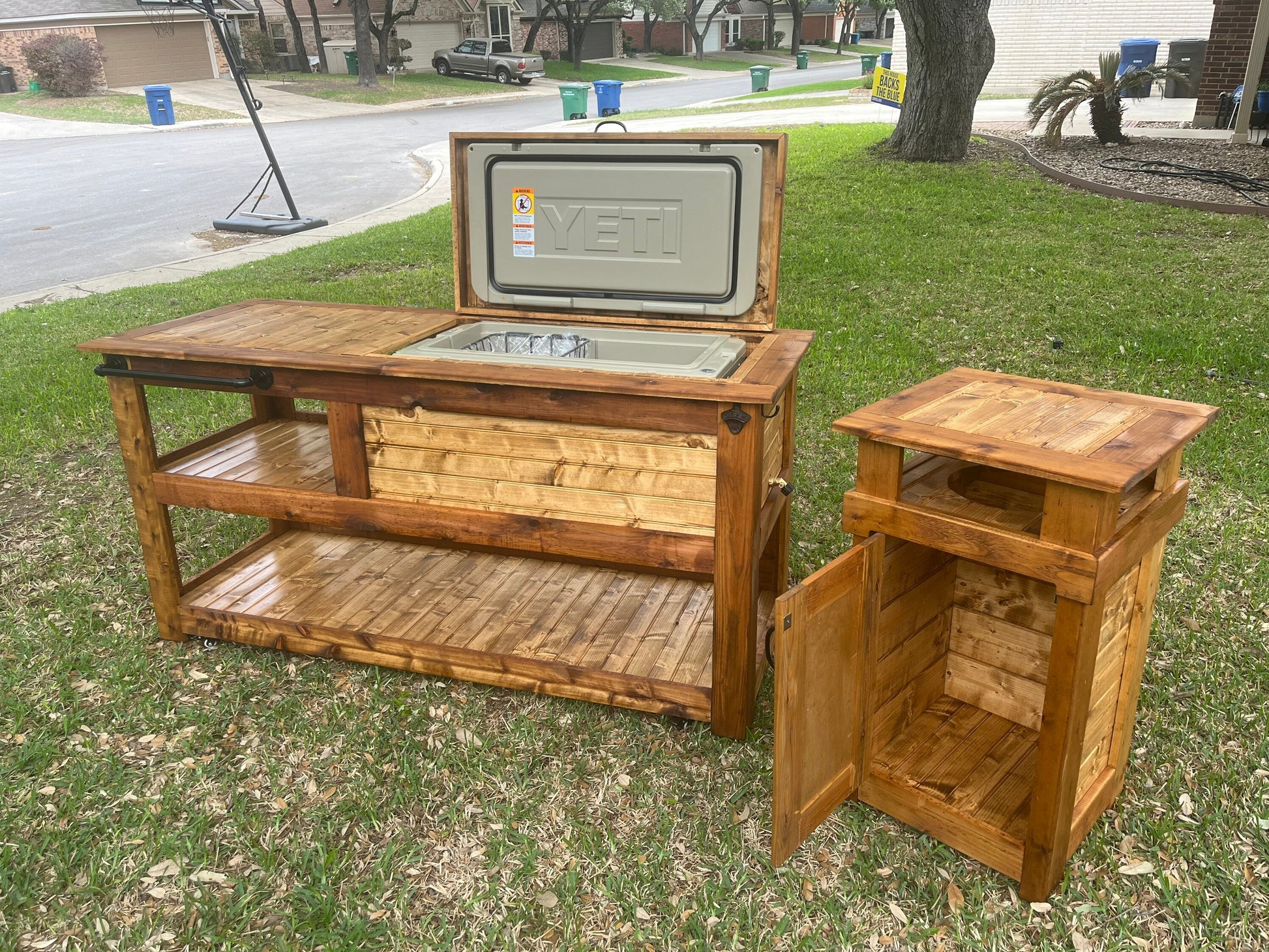 Cedar Trash Can Receptacle || Matches Bar Carts || Wooden Trash Container