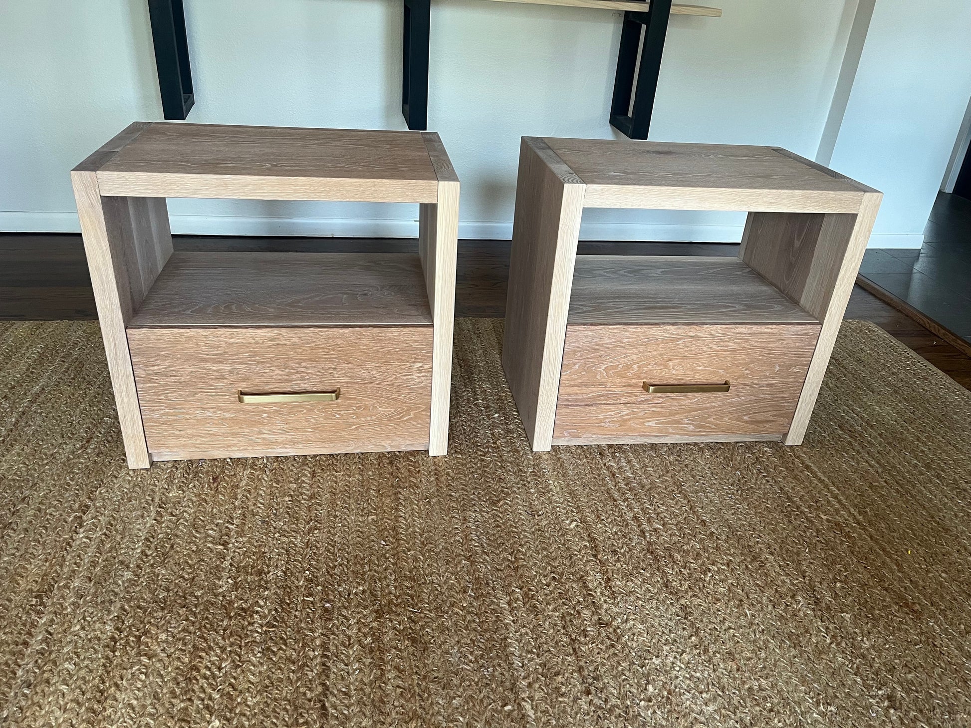 Modern White Oak Nightstand || Soft Close Drawer Bedside Table with Shelf || Set of 2 || Hardwood White Oak