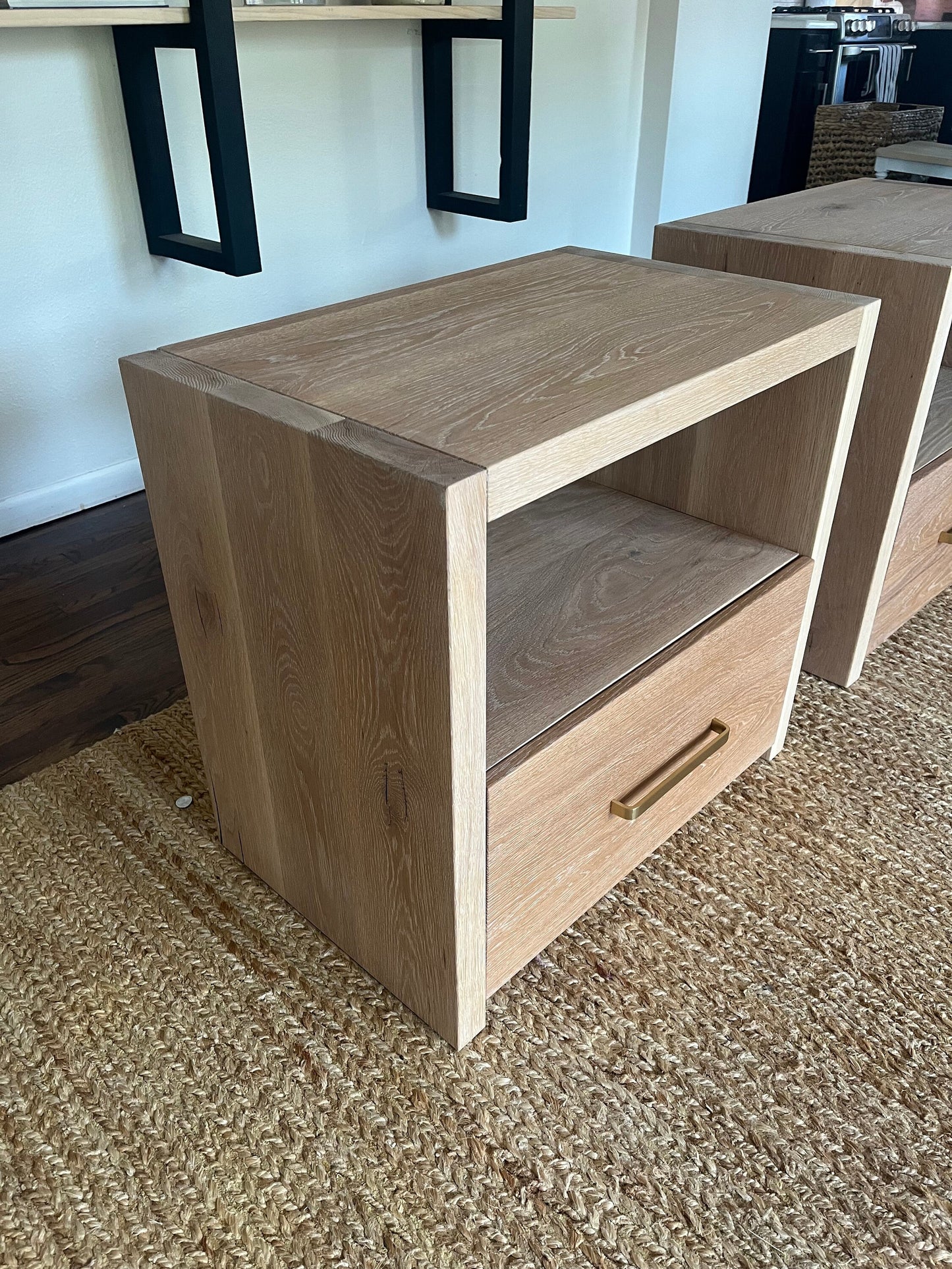 Modern White Oak Nightstand || Soft Close Drawer Bedside Table with Shelf || Set of 2 || Hardwood White Oak