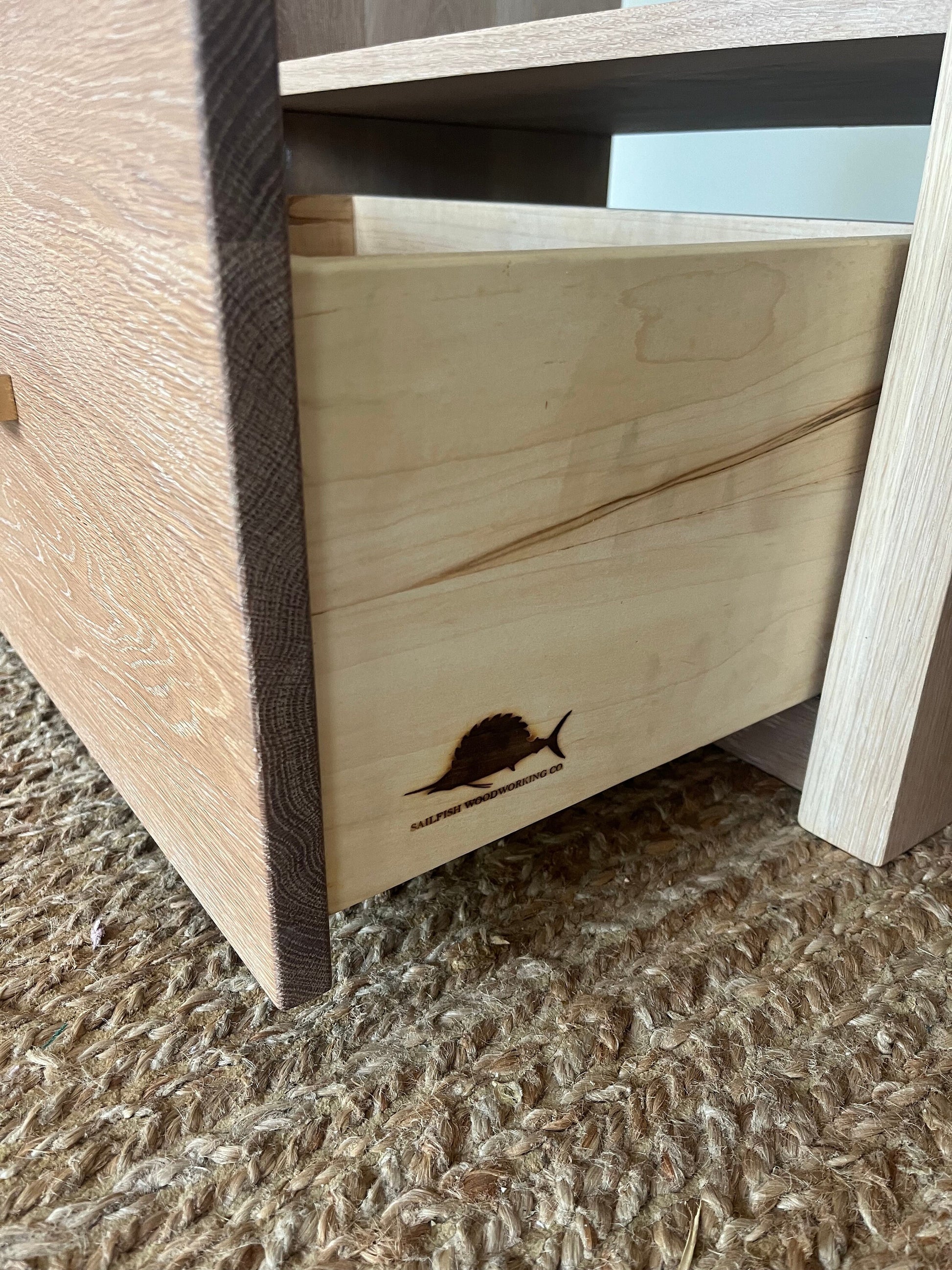 Modern White Oak Nightstand || Soft Close Drawer Bedside Table with Shelf || Set of 2 || Hardwood White Oak